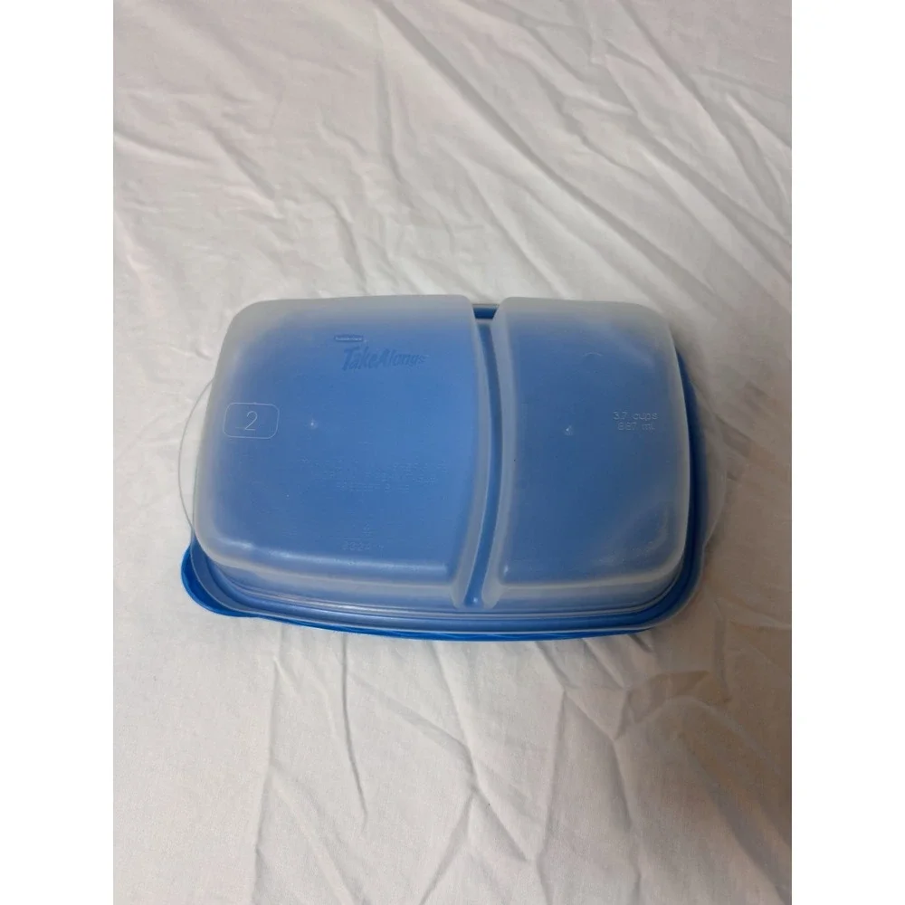 Rubbermaid TakeAlongs Blue Lid Divided Container 832A-1 3.7 Cups Vintage Plastic
